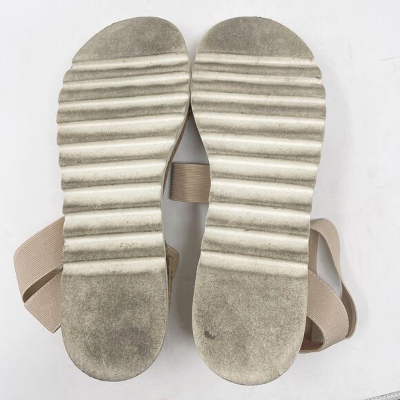 Steve Madden Size 9 Cream Bandi Flatform Sandals Strappy Elasticized Stacked - Picture 9 of 13